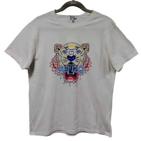Kenzo  Crew Neck Short Sleeve Tiger Graphic Print T-Shirt White Men's Medium - Picture 1 of 9